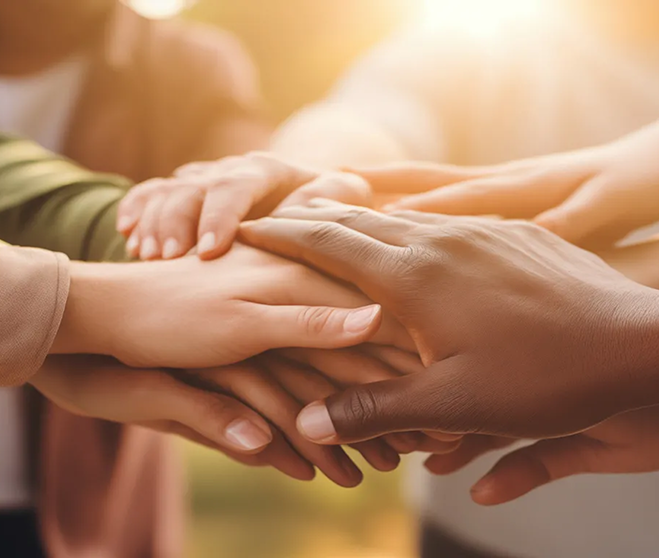 Hands joined together in unity